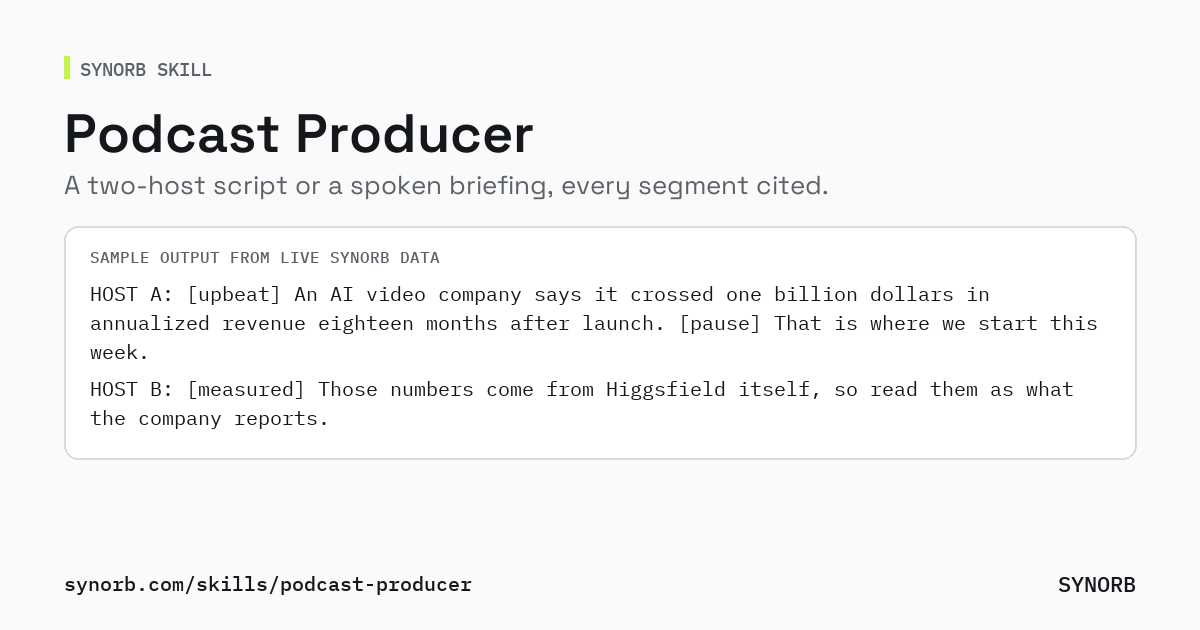 Podcast Producer: An Agentic Podcast From This Week's Sources